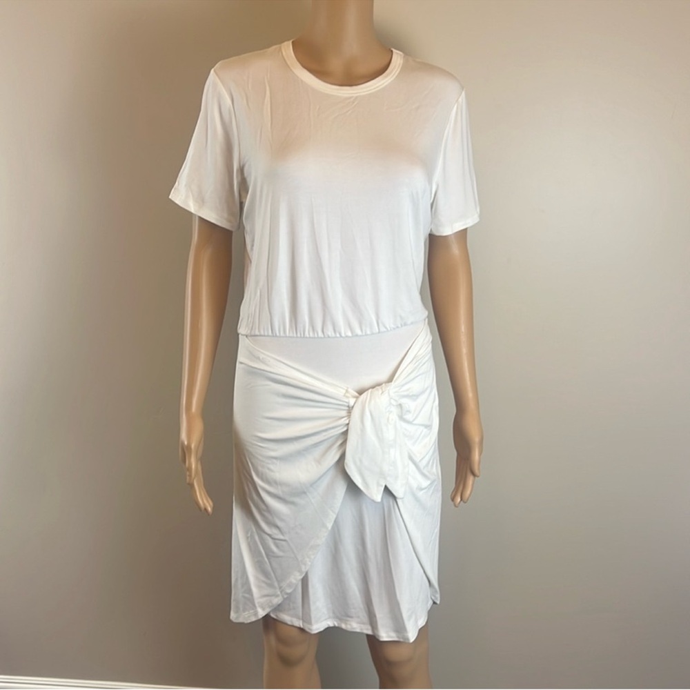 Veronica Beard White Tie Front T-Shirt Dress NWT